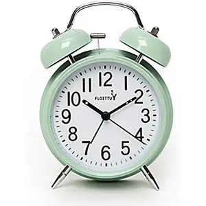 {Loud Alarm for Deep Sleepers) 4'' Twin Bell Alarm Clock with Backlight for Bedroom and Home Decoration(Green)
