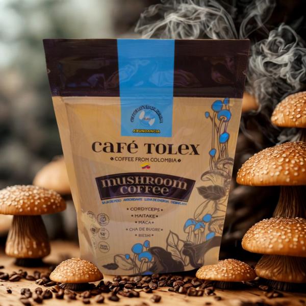 TOLEX Coffee Premium with Mushrooms and Piloncillo - Intense Flavor and Natural Aromas - Includes Cordyceps, Reishi, Chaga, and Maca - Perfect for Morning or Midday Snack - USA Origin