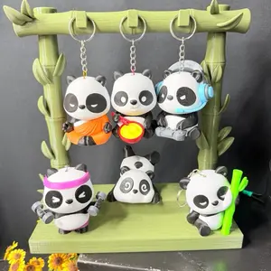 Cute Pandas Keychains - Adorable Panda Figurines with Unique Accessories for Collectors and Fans