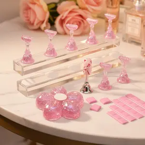 10/12pcs/set Acrylic Nail Practice Stands, Flower & Rectangle Shaped Display Holder, Practice Nail Art Patches,  Reusable Practice Nail Art Tools for Home Salon Beginner Supplies Flower Design Nails, Nail Plates, Nail Supplies Equipment