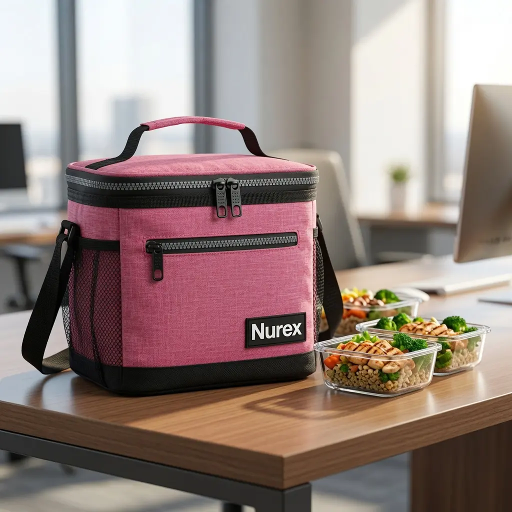 Nurex Insulated Lunch Bag for Men & Women – Leakproof Soft Cooler Lunch Box with Shoulder Strap, Large Capacity Lunch Tote for Work, School, Travel, Picnic & Beach, Pink