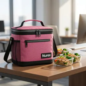 Nurex Insulated Lunch Bag for Men & Women – Leakproof Soft Cooler Lunch Box with Shoulder Strap, Large Capacity Lunch Tote for Work, School, Travel, Picnic & Beach, Pink