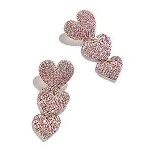 BAUBLEBAR Eden Pink Pavé Triple Heart Drop Earrings