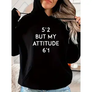 Women's Letter Print Drop Shoulder Drawstring Hoodie, Fashion Casual Pocket Hooded Sweatshirt For Daily Wear, Ladies Spring & Fall Clothes