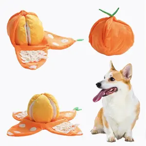 5-in-1 Orange Dog Enrichment Toys, 4 Orange Slices with a Peel Snuffle Mat for Treats Hunting Fun, Squeaky Hide and Seek Puzzle Dog Toy for Medium Dogs