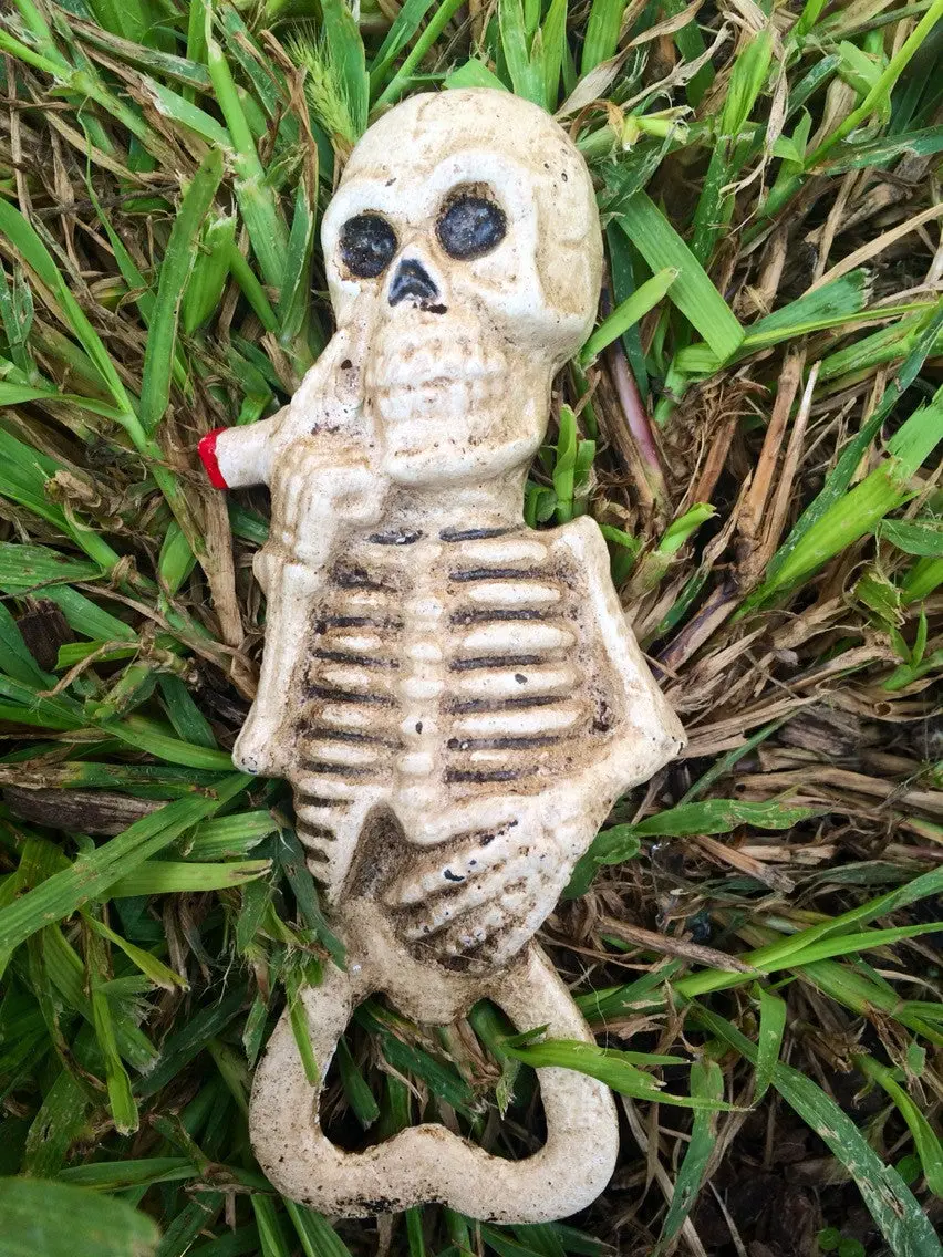 Jantiques Cast Iron Skeleton Bottle Opener - Vintage Hand-Painted Skeleton - Unique Kitchen Utensil for skeleton Enthusiasts