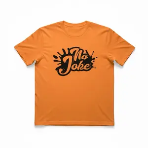 NOJOKE T-SHIRT - Orange Casual Tee with Bold No Joke Logo for Everyday Wear