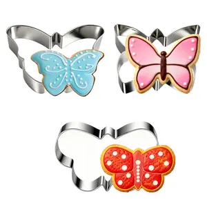 3pcs Kid-Friendly Baking Tools - Butterfly Cookie Cutters for Fun After-School Baking Activities