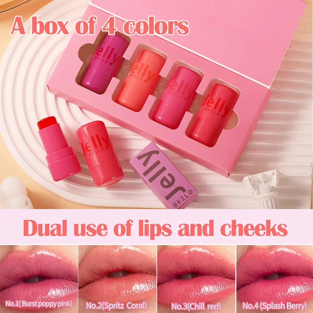 B-KILO Milk Makeup Cooling Water Jelly Tint Cosmetic - Long-Lasting Sheer Lipstick + Cheek Stain, Firming Vegan Collagen, Hydrating Aloe, Moisturizing Lip Care, Transfer-Proof, Buildable Gloss, Lipgloss, Glossy Lips, Moisturizer