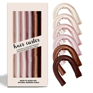 Satin Heatless Curling Rods — Extra-Large Flexible Curlers; Heat-Free Overnight Styling Tools (Velvet Material) for Creating Voluminous Curls; Suitable for Short, Long, and All Hair Types (6PCS))