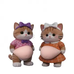 Cute 3D Cat Tummy Squishy Car Sticker Japanese Korean Style Anti-Collision Decal for Refrigerator Laptop Phone Kawaii Dog Design Vinyl Decor