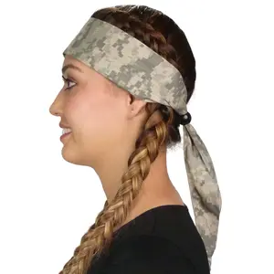 Martial Arts Headband – Adjustable, Tapered Ends and Bead - Army ACU Digital Camouflage