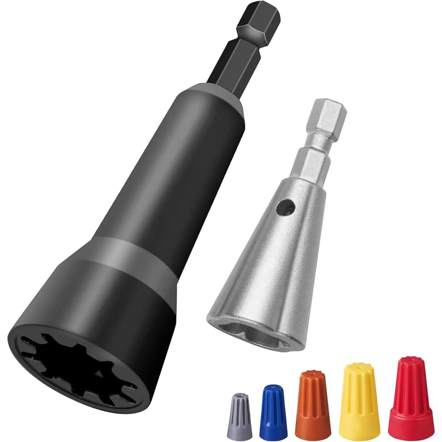 Wire Nut Twister,Wire Twisting Tool,Wire Nut Twiter for Drill,Spin Twist Wire Connector Socket,Wire Connector Driver with 1/4" Chuck,Wire Stripping and Twisting Tool, 1.5/2.5/4/6 Square Millimeter