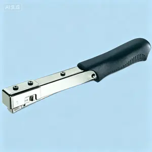 Fine Wire Hammer Tacker, Chrome Finish, R19 Staple Size, Heavy Duty Construction, Professional Stapling Tool, Durable Metal Body, Ergonomic Grip Design