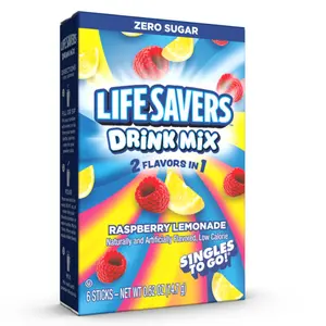 3x Lifesavers Raspberry Lemonade Drink Mix Singles To Go - Refreshing Hydration Powder 3 Count