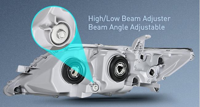 Nilight Headlight Assembly Compatible with 2010 2011 Toyota Camry Headlamps Replacement Chrome Housing Amber Reflector Upgraded Clear Lens Driver and Passenger Side