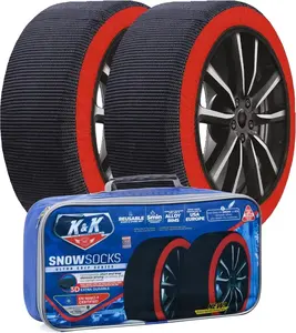 K&K Automotive Snow Socks for Tires - Pro Series for Ultimate Grip Alternative for Tire Snow Chain - Snow Traction Device for Car Minivan Pickup Truck SUV Winter Travel Emergency Accessory