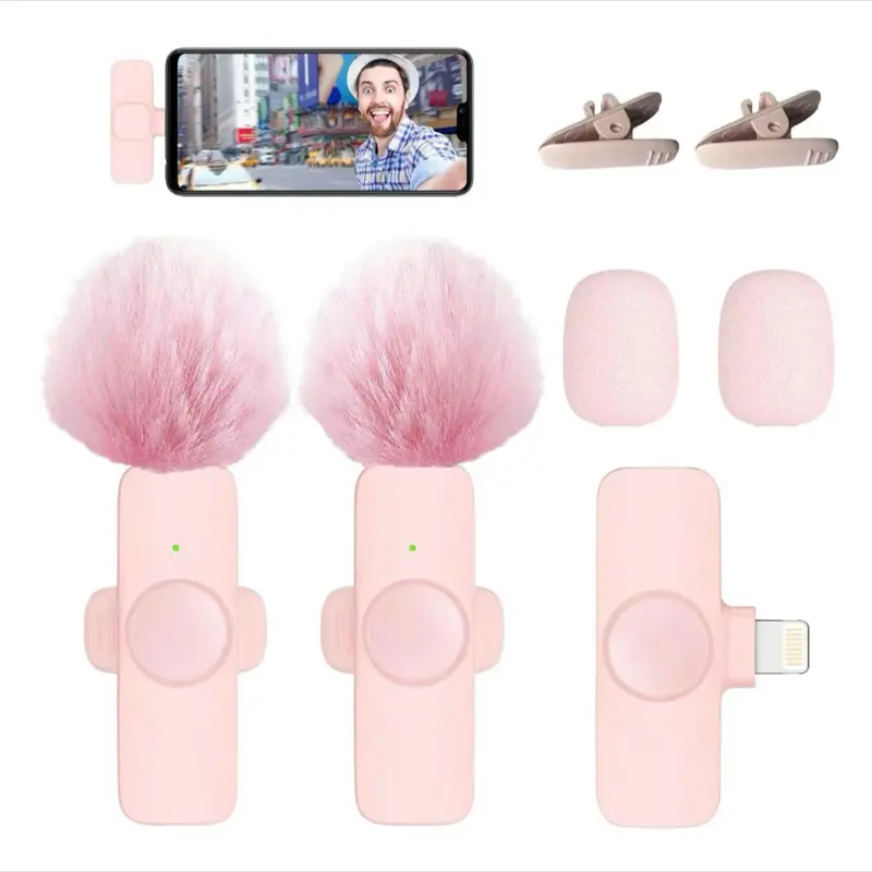 Lavalier Microphones 2pcs for iPhones & iPad - Ultra-Low Delay Noise Reduction, Plug-Play, Microphone Design for Professional Use