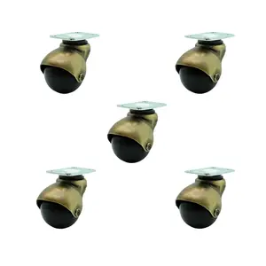 Service Caster SCC-TP01S20-POS-WA-5 2 in. Swivel Ball Caster Wheels for Furniture Windsor Antique Brass Hooded Casters with Top Plate Casters for Coffee Tables & Ottomans - Set of 5