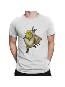 Shrek and Donkey's Best Friends Shrek Cartoon Movie Pattern Round Neck T-shirt Harajuku Clothing Summer Men and Women Fashion Trend Loose Large High Quality Top Comfortable and Breathable Round Neck Pullover Short Sleeve Y2K Street Essential Fit Gift