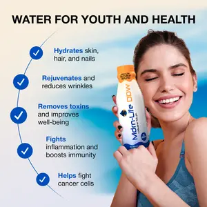 Mdrn-Life Deuterium Depleted Water, Purified Bottled Water, DDW as Low as 5-PPM, 9.5 pH Alkaline, No Additives or Chemicals, Pack of 12 (500 ml each) (PET Plastic Bottle)