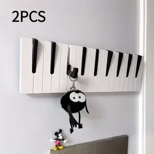 Fashion Piano Keyboard Design Wall Mounted Hooks, Durable Plastic, Easy Installation, Multi-Functional Storage, Ideal for Entryway, Bathroom, Kitchen