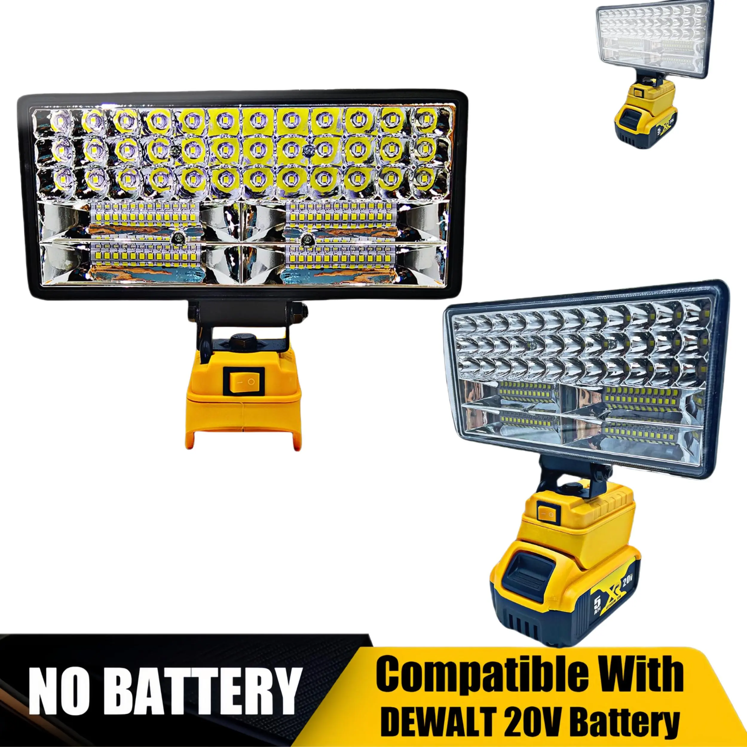 Cordless LED work light compatible with Dewalt 20V battery, 90W 5400LM LED wide beam floodlight, with two USB charging ports, suitable for emergencies, workshops, garages. (Battery not included)