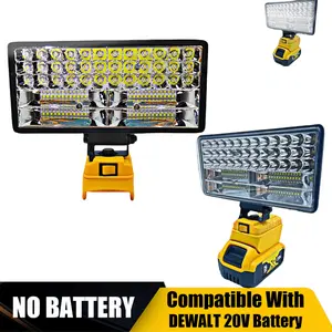 Cordless LED work light compatible with Dewalt 20V battery, 90W 5400LM LED wide beam floodlight, with two USB charging ports, suitable for emergencies, workshops, garages. (Battery not included)