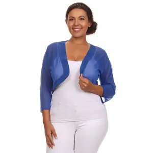 Women's Cute Bridal Sheer Chiffon Bolero Jacket, 3/4-Sleeve Lady's Top Layering Piece for Dresses, Women's Clothes, Ladies' Clothes