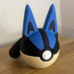 #0448 Lucario Ball - 3D Printed Pokeball Figure, High-Quality PLA, Made to Order, Collectible Display Piece