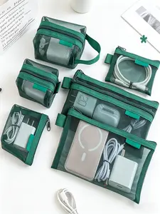6pcs Minimalist Transparent Mesh Coin Pouch, Portable Mini Zipper Wallet, Outdoor Carry All-In-One Card Key Money Holder