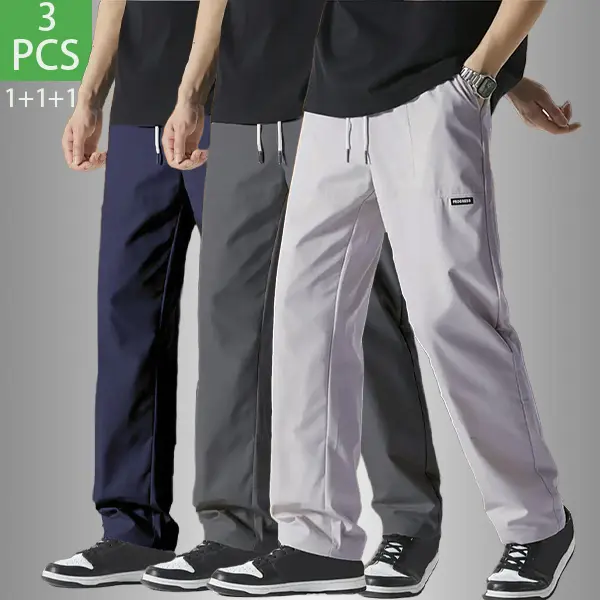 3pcs Men's Solid Color Drawstring Casual Pants Multi-color Combinations Loose Trousers Beige Pocket pantalones para hombre pants for men cargo pants for men Plain Set pantalones para hombre pants for men cargo pants for men Set