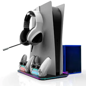 Cooling Stand for PS5 and PS5 Slim, Controller Charging Rack with RGB Indicator, Controller Stand for Playstation 5 Handle, Gaming Stuff, Game, Gaming Accessories, Aesthetic, Headset, Charging Dock