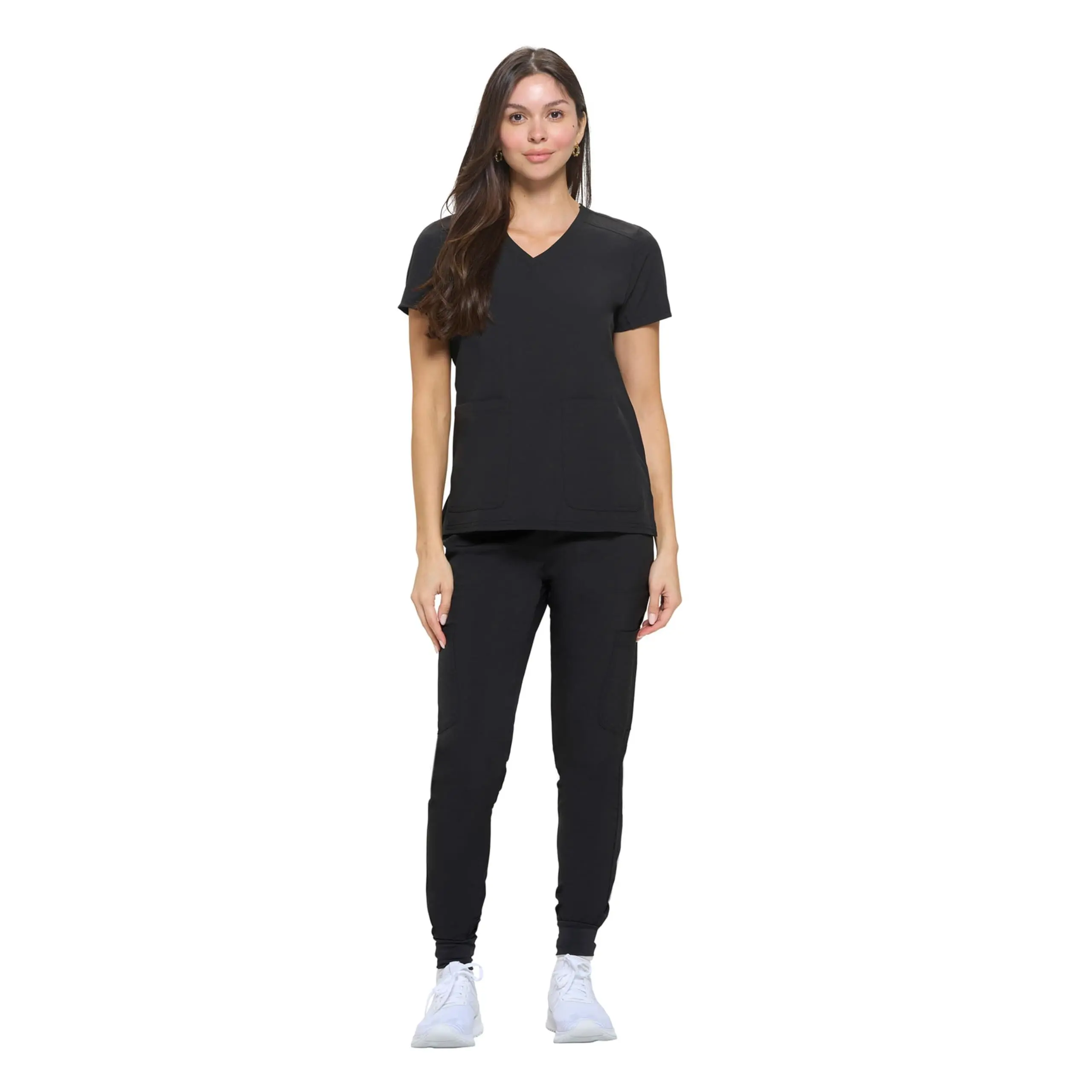 Natural Uniforms Womens Essential Cool Stretch Jogger Scrub Set (Black, X-Large)