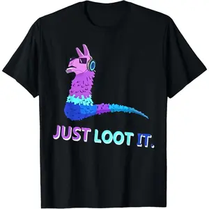 Just Loot It Llama Gaming T-Shirt - Youth & Teen 1IN