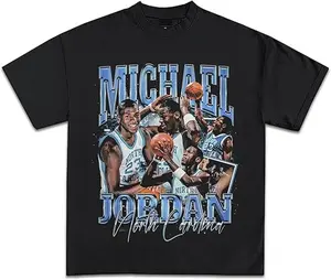 Michael MJ North Carolina Graphic T-Shirt | Y2K Vintage Basketball Rap | Premium Heavyweight Shirt for Men & Women Classic Cotton