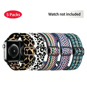 5-Pack 2026 Nylon Straps – Stretchy, Breathable & Comfortable! Fits Apple Watch & Most Smartwatches