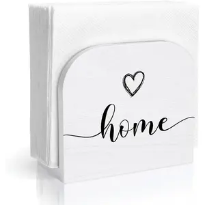 Home Decor Housewarming Wood Napkin Holder, Rustic Farmhouse Home Wooden Standing Napkin Dispenser for Table Kitchen Dining Room Party Cafe Bar Decorations