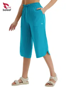 BALEAF Women's Hiking Pants Capri Wide Leg Lightweight Pants Plus Size UPF50+  Quick Dry Casual Sweatpants Walking