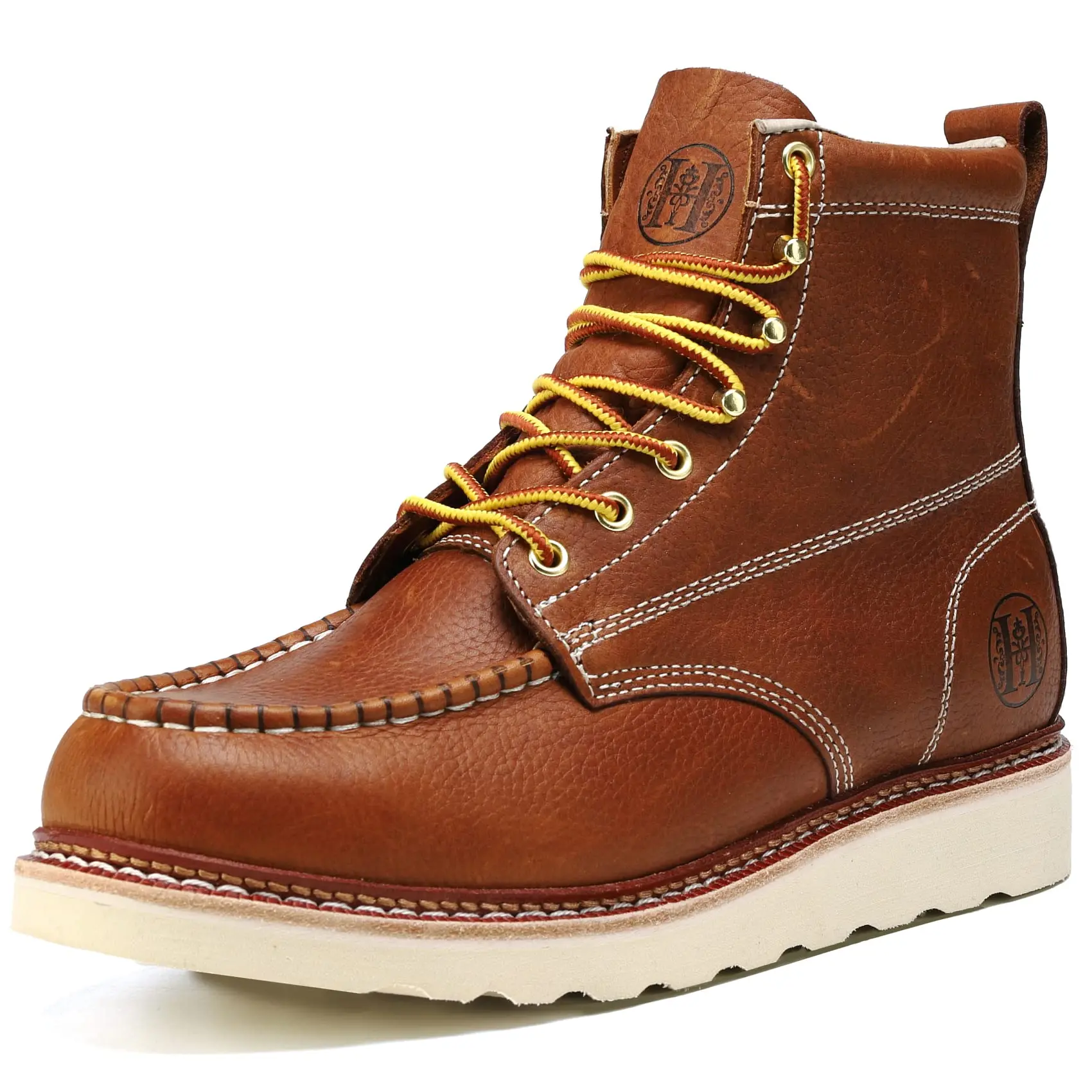 HANDPOINT HVB806 Men's 6" SureTrack Soft Toe Work Boots, Full Grain Leather, Slip Resistant, Breathable, Lightweight Boots for Construction, Warehouse & Industrial Work
