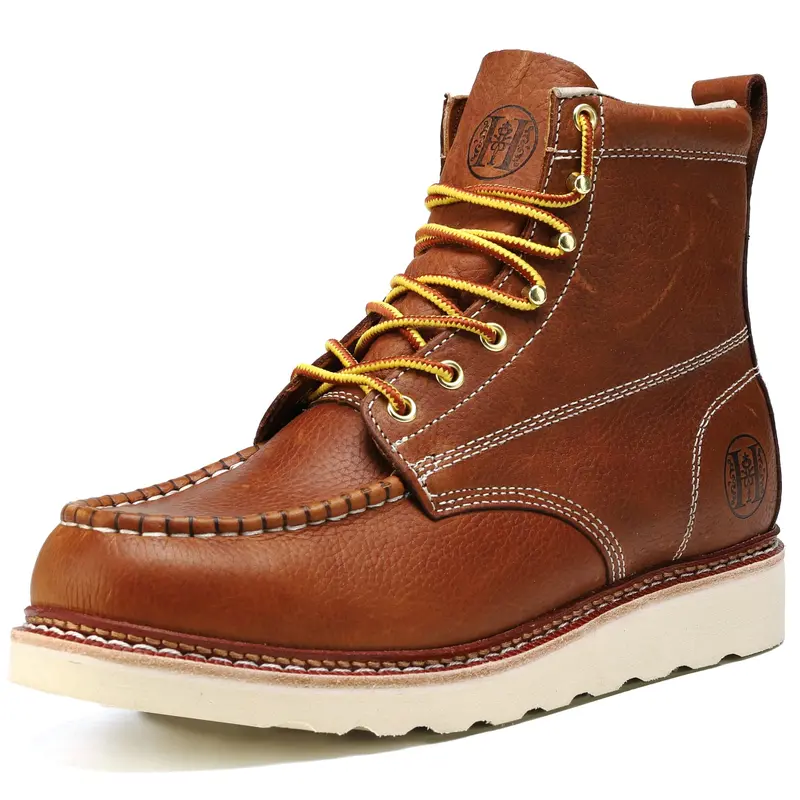 HANDPOINT HVB806 Men's 6" SureTrack Soft Toe Work Boots, Full Grain Leather, Slip Resistant, Breathable, Lightweight Boots for Construction, Warehouse & Industrial Work