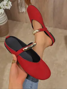 Elegant Women's Single Shoe with Sequined Ribbon Design, Shiny Surface, Comfortable Thick Sole, Round Toe, Slip-On Heel-Free Style, Flat, Round Toe Flats