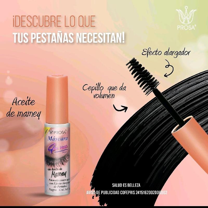 Prosa Mascara- Choice one of the 10 Rimel prosa- Maxi-Volumen Micro-Fibras-Professional Silicon, Silicone Café Waterproof 4-in-1 Oils Natural  Eyelash Weather Resistant Cosmetic Makeup Flawless