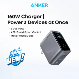 [Live Only]Anker Prime Charger, 160W 3-Port Compact USB C GaN Charger Block, Smart Display and Touch Control, 140W Max Charging via Any Single Port, for MacBook, Laptop, iPhone 17/16/15 Series, iPad, and More