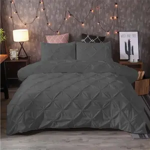 Gray Color Pinch Pleat/Pintuck Luxury Duvet Cover Set & 2 Pillows No Inserts, Quilted Plissé Taffeta Bedding, Comfortable Soft Bubble Duvet Cover, Modern High-End Style Bedroom Decor, Gift Choice