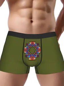 BIIHUDU Men's Underwear - Incan Cross Chakana Briefs with Ancient Andean Symbol, Non-Transparent Quick-Dry Underpants for Gym