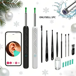 Visible Earwax Removal Kit, Ear Care Set with HD Camera & LED Light, In-Ear Cleaner with 5 Replaceable Ear Spoons, Compatible with iOS & Android, Ideal Valentine/Birthday/Holiday Gift