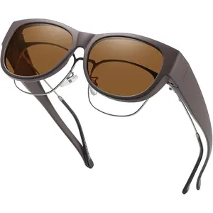 *FOC3 Fit Over Glasses Polarized Sunglasses for Women & Men, Stylish Cat Eye Design Sun Glasses 100% UV Protection