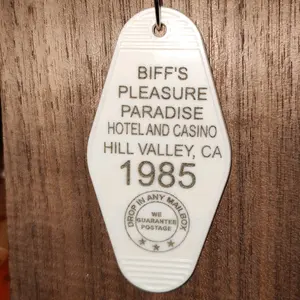 Vintage Motel Keychain laser engraved.