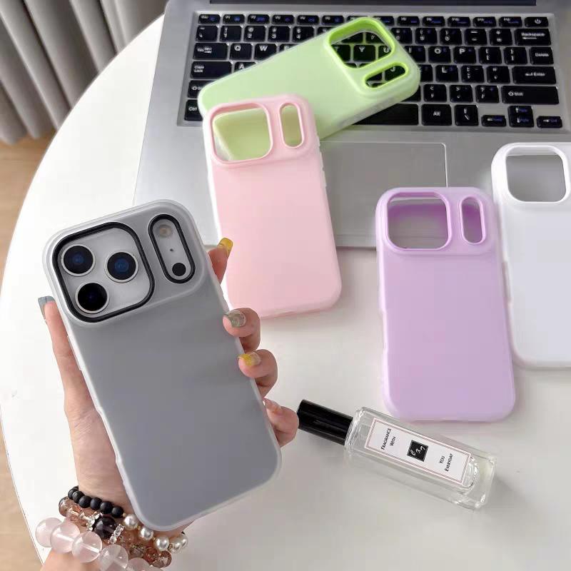 【Perfect Gift for Her】Jelly Silicone iPhone Case 2-in-1 Shockproof | Pastel Color Camera Protection Cover for iPhone 11 12 13 14 15 16 17 Pro /Pro Max/Plus/Air | Cute Aesthetic Case for Women Girls